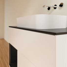 Тумба под раковину Villeroy & Boch Finion 100х50,1 см с подсветкой МДФ белый матовый лак/стекло черное матовое G652PDMT