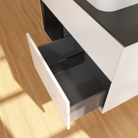 Тумба под раковину Villeroy & Boch Finion 100х50,1 см с подсветкой МДФ белый матовый лак/стекло черное матовое G652PDMT