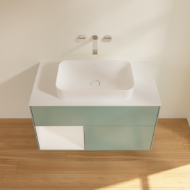 Тумба под раковину Villeroy & Boch Finion 100х50,1 см с подсветкой МДФ оливковый матовый лак/стекло белое матовое G651GFGM