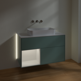 Тумба под раковину Villeroy & Boch Finion 100х50,1 см с подсветкой МДФ оливковый матовый лак/стекло белое матовое G651GFGM