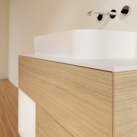 Тумба под раковину Villeroy & Boch Finion 100х50,1 см с подсветкой МДФ шпон дуба/стекло белое матовое G651GFPC