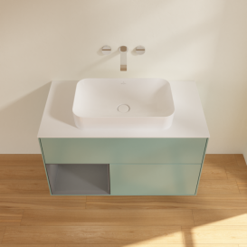 Тумба под раковину Villeroy & Boch Finion 100х50,1 см с подсветкой МДФ оливковый матовый лак/стекло белое матовое G651GKGM