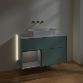 Тумба под раковину Villeroy & Boch Finion 100х50,1 см с подсветкой МДФ оливковый матовый лак/стекло белое матовое G651GKGM