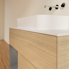 Тумба под раковину Villeroy & Boch Finion 100х50,1 см с подсветкой МДФ шпон дуба/стекло белое матовое G651GKPC