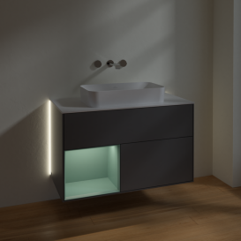 Тумба под раковину Villeroy & Boch Finion 100х50,1 см с подсветкой МДФ антрацит матовый лак/стекло белое матовое G651GMGK