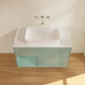 Тумба под раковину Villeroy & Boch Finion 100х50,1 см с подсветкой МДФ оливковый матовый лак/стекло белое матовое G651GMGM