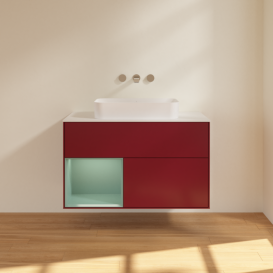 Тумба под раковину Villeroy & Boch Finion 100х50,1 см с подсветкой МДФ пион матовый лак/стекло белое матовое G651GMHB