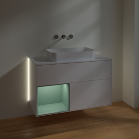 Тумба под раковину Villeroy & Boch Finion 100х50,1 см с подсветкой МДФ белый матовый лак/стекло белое матовое G651GMMT