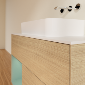 Тумба под раковину Villeroy & Boch Finion 100х50,1 см с подсветкой МДФ шпон дуба/стекло белое матовое G651GMPC