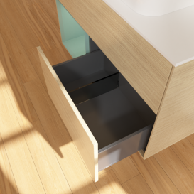 Тумба под раковину Villeroy & Boch Finion 100х50,1 см с подсветкой МДФ шпон дуба/стекло белое матовое G651GMPC