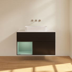 Тумба под раковину Villeroy & Boch Finion 100х50,1 см с подсветкой МДФ черный матовый лак/стекло белое матовое G651GMPD