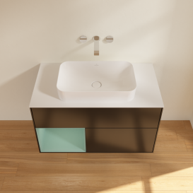 Тумба под раковину Villeroy & Boch Finion 100х50,1 см с подсветкой МДФ черный матовый лак/стекло белое матовое G651GMPD