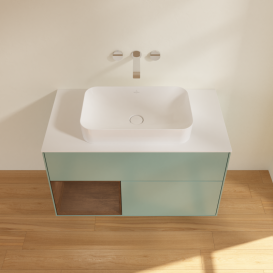 Тумба под раковину Villeroy & Boch Finion 100х50,1 см с подсветкой МДФ оливковый матовый лак/стекло белое матовое G651GNGM