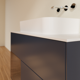 Тумба под раковину Villeroy & Boch Finion 100х50,1 см с подсветкой МДФ темно-синий матовый лак/стекло белое матовое G651GNHG