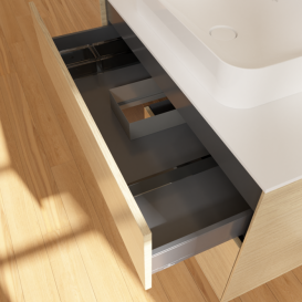 Тумба под раковину Villeroy & Boch Finion 100х50,1 см с подсветкой МДФ шпон дуба/стекло белое матовое G651GNPC