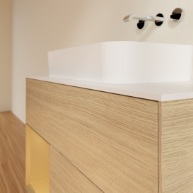 Тумба под раковину Villeroy & Boch Finion 100х50,1 см с подсветкой МДФ шпон дуба/стекло белое матовое G651HFPC