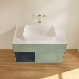 Тумба под раковину Villeroy & Boch Finion 100х50,1 см с подсветкой МДФ оливковый матовый лак/стекло белое матовое G651HGGM