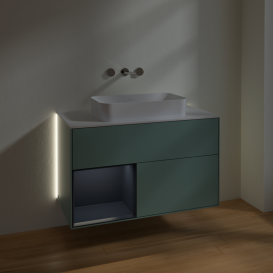 Тумба под раковину Villeroy & Boch Finion 100х50,1 см с подсветкой МДФ оливковый матовый лак/стекло белое матовое G651HGGM