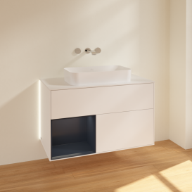 Тумба под раковину Villeroy & Boch Finion 100х50,1 см с подсветкой МДФ белый матовый лак/стекло белое матовое G651HGMT