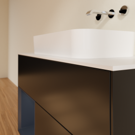 Тумба під раковину Villeroy & Boch Finion 100х50,1 см із підсвічуванням МДФ чорний матовий лак/скло біле матове G651HGPD