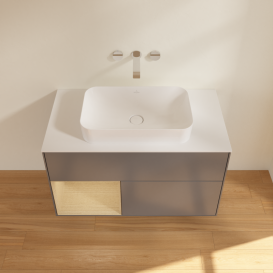 Тумба под раковину Villeroy & Boch Finion 100х50,1 см с подсветкой МДФ антрацит матовый лак/стекло белое матовое G651PCGK