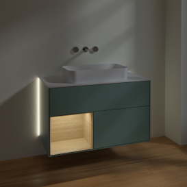 Тумба под раковину Villeroy & Boch Finion 100х50,1 см с подсветкой МДФ оливковый матовый лак/стекло белое матовое G651PCGM