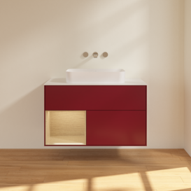 Тумба под раковину Villeroy & Boch Finion 100х50,1 см с подсветкой МДФ пион матовый лак/стекло белое матовое G651PCHB