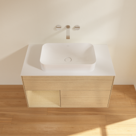 Тумба под раковину Villeroy & Boch Finion 100х50,1 см с подсветкой МДФ шпон дуба/стекло белое матовое G651PCPC