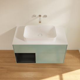 Тумба под раковину Villeroy & Boch Finion 100х50,1 см с подсветкой МДФ оливковый матовый лак/стекло белое матовое G651PDGM