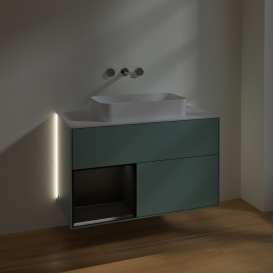 Тумба под раковину Villeroy & Boch Finion 100х50,1 см с подсветкой МДФ оливковый матовый лак/стекло белое матовое G651PDGM