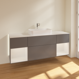 Тумба под раковину Villeroy & Boch Finion 160х50,1 см с подсветкой МДФ антрацит матовый лак/стекло белое матовое G331GFGK