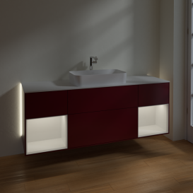 Тумба под раковину Villeroy & Boch Finion 160х50,1 см с подсветкой МДФ пион матовый лак/стекло белое матовое G331GFHB