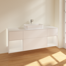 Тумба под раковину Villeroy & Boch Finion 160х50,1 см с подсветкой МДФ белый матовый лак/стекло белое матовое G331GFMT