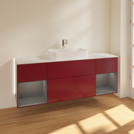 Тумба под раковину Villeroy & Boch Finion 160х50,1 см с подсветкой МДФ пион матовый лак/стекло белое матовое G331GKHB