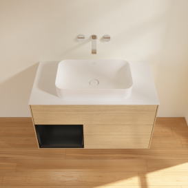 Тумба под раковину Villeroy & Boch Finion 100х50,1 см с подсветкой МДФ шпон дуба/стекло белое матовое  G651PDPC