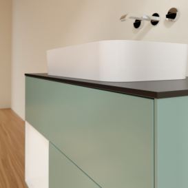 Тумба под раковину Villeroy & Boch Finion 100х50,1 см с подсветкой МДФ оливковый матовый лак/стекло черное матовое G652GFGM