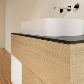 Тумба под раковину Villeroy & Boch Finion 100х50,1 см с подсветкой МДФ шпон дуба/стекло черное матовое G652GFPC