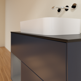 Тумба под раковину Villeroy & Boch Finion 100х50,1 см с подсветкой МДФ темно-синий матовый лак/стекло черное матовое G652GKHG