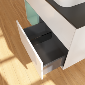 Тумба под раковину Villeroy & Boch Finion 100х50,1 см с подсветкой МДФ глянцевый белый лак/стекло черное матовое G652GMGF