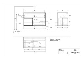 Тумба под раковину Villeroy & Boch Finion 100х50,1 см с подсветкой МДФ антрацит матовый лак/стекло черное матовое G652GMGK