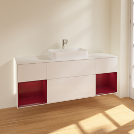 Тумба под раковину Villeroy & Boch Finion 160х50,1 см с подсветкой МДФ глянцевый белый лак/стекло белое матовое G331HBGF