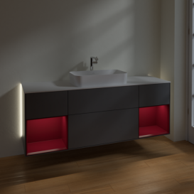 Тумба под раковину Villeroy & Boch Finion 160х50,1 см с подсветкой МДФ антрацит матовый лак/стекло белое матовое G331HBGK