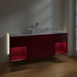 Тумба под раковину Villeroy & Boch Finion 160х50,1 см с подсветкой МДФ пион матовый лак/стекло белое матовое G331HBHB