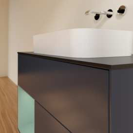 Тумба под раковину Villeroy & Boch Finion 100х50,1 см с подсветкой МДФ темно-синий матовый лак/стекло черное матовое G652GMHG