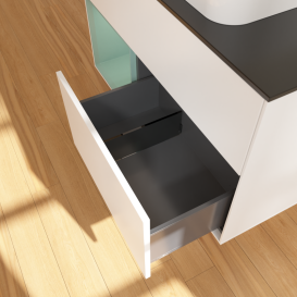 Тумба под раковину Villeroy & Boch Finion 100х50,1 см с подсветкой МДФ белый матовый лак/стекло черное матовое G652GMMT