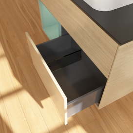 Тумба под раковину Villeroy & Boch Finion 100х50,1 см с подсветкой МДФ шпон дуба/стекло черное матовое G652GMPC