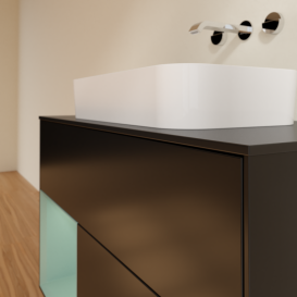 Тумба под раковину Villeroy & Boch Finion 100х50,1 см с подсветкой МДФ черный матовый лак/стекло черное матовое G652GMPD