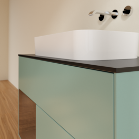 Тумба под раковину Villeroy & Boch Finion 100х50,1 см с подсветкой МДФ оливковый матовый лак/стекло черное матовое G652GNGM