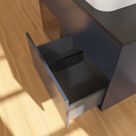 Тумба под раковину Villeroy & Boch Finion 100х50,1 см с подсветкой МДФ темно-синий матовый лак/стекло черное матовое G652GNHG