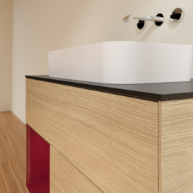 Тумба под раковину Villeroy & Boch Finion 100х50,1 см с подсветкой МДФ шпон дуба/стекло черное матовое G652HBPC